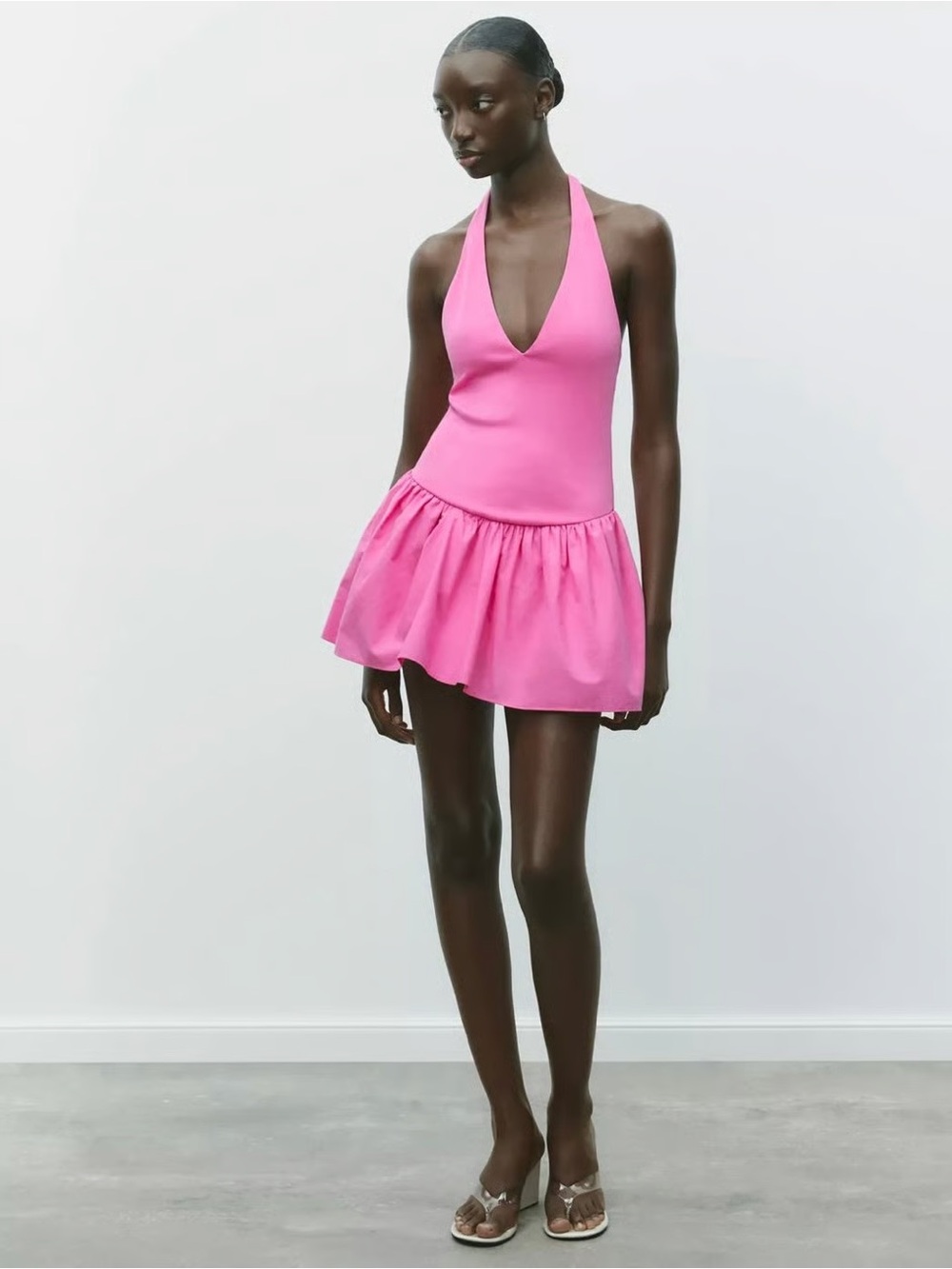 Zara Pink Combination Halter Mini Dress size large